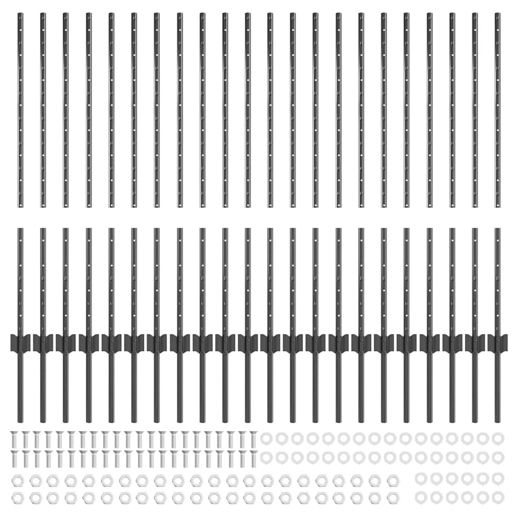 Stup za ogradu 22 pcs Siva 140 cm Čelik