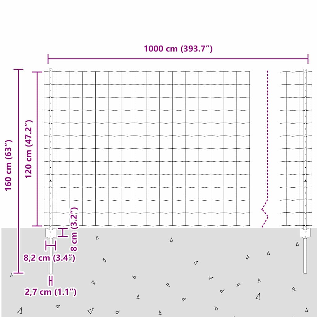 Zavarena žičana ograda 10 x 1,2 m (Š x V) Čelik premazan PVC-om