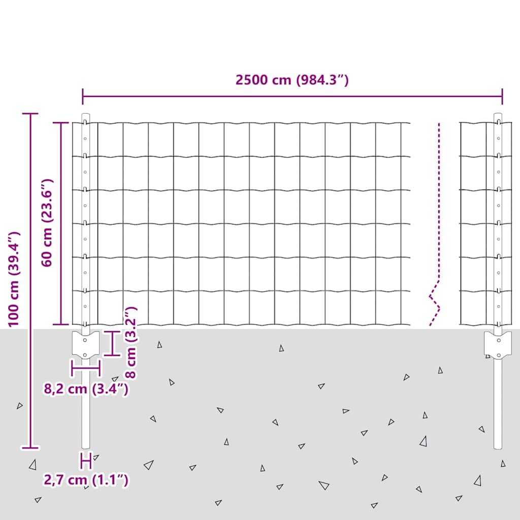 Zavarena žičana ograda 25 x 0,6 m (Š x V) Čelik premazan PVC-om