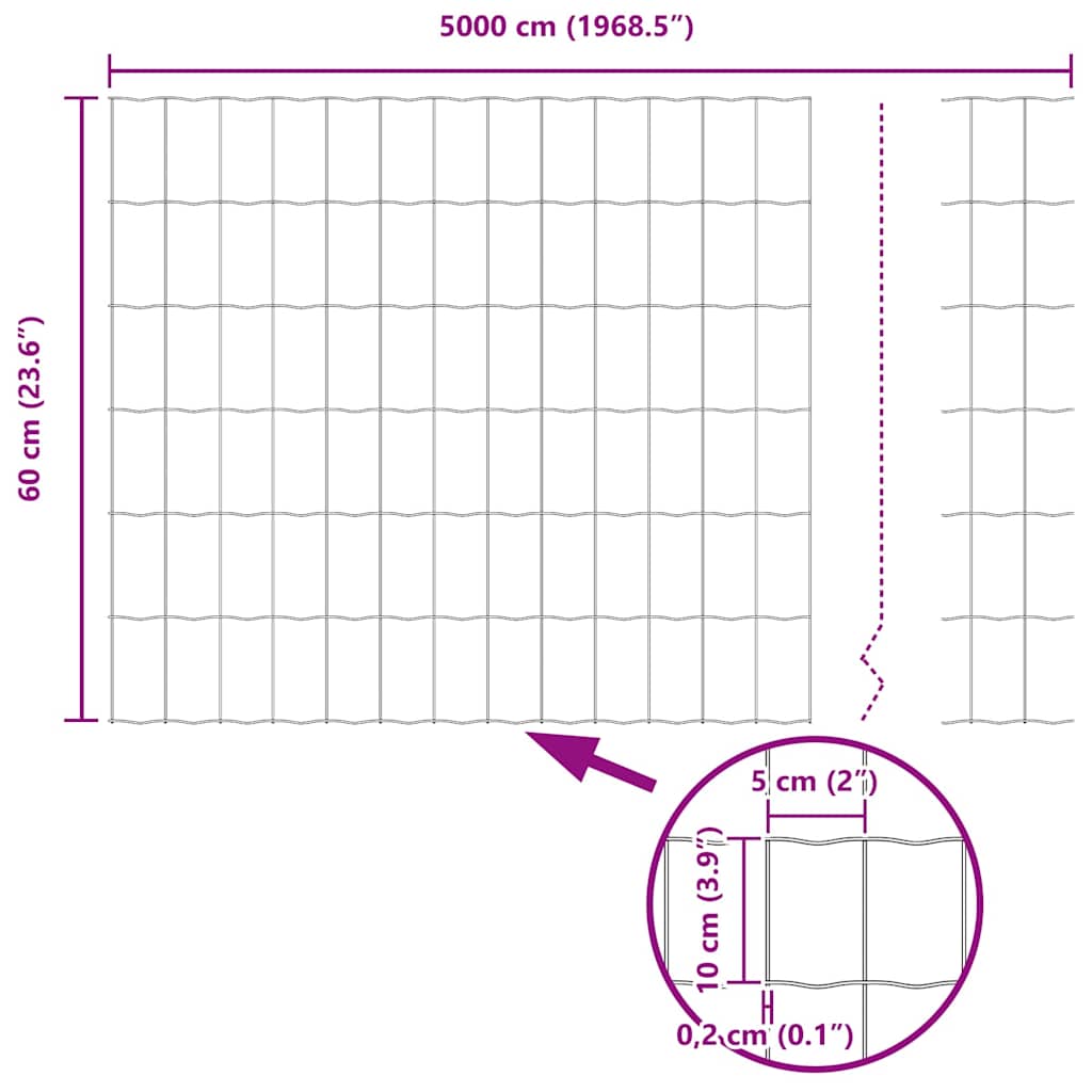 Zavarena žičana ograda 50 x 0,6 m (Š x V) Čelik premazan PVC-om