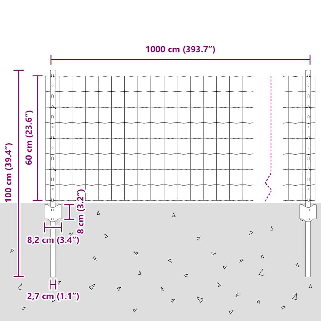 Zavarena žičana ograda 10 x 0,6 m (Š x V) Čelik premazan PVC-om