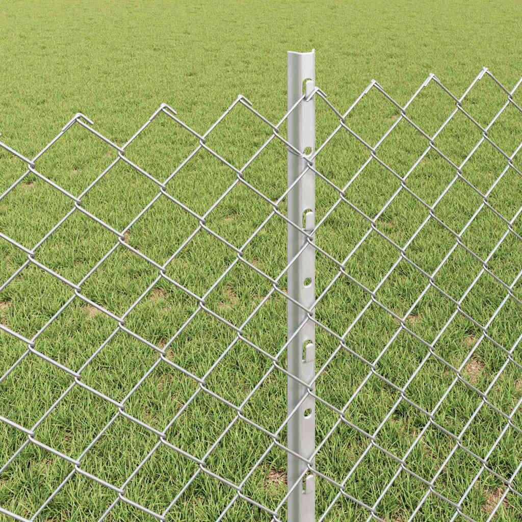 Ograda od lančanih veza s postom 10 x 0,8 m Srebrna Mreža