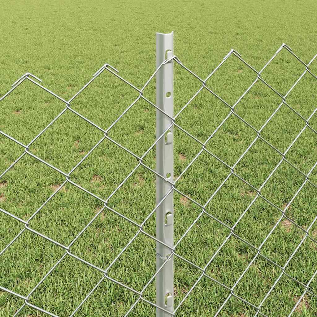 Ograda od lančanih veza s postom 10 x 0,8 m Srebrna Mreža