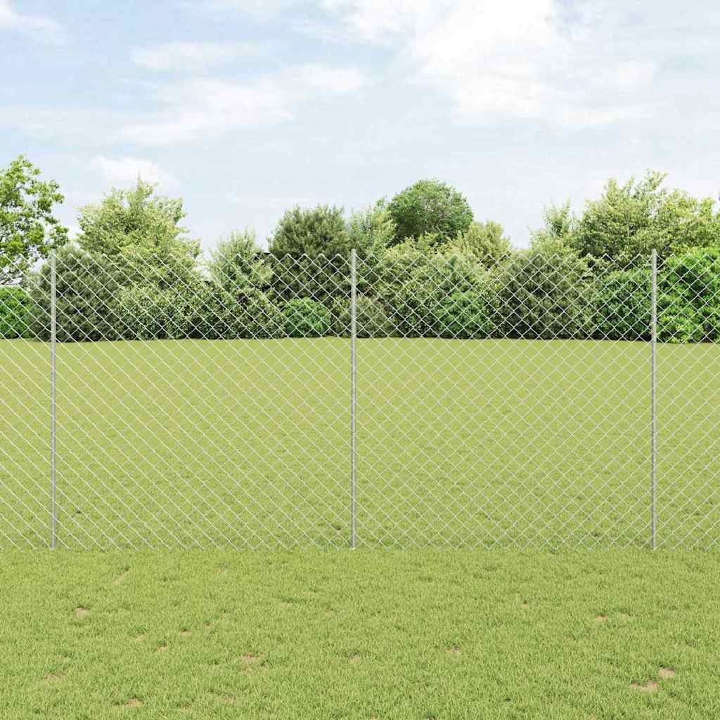 Ograda od lančanih veza s postom 10 x 1,6 m Srebrna Mreža