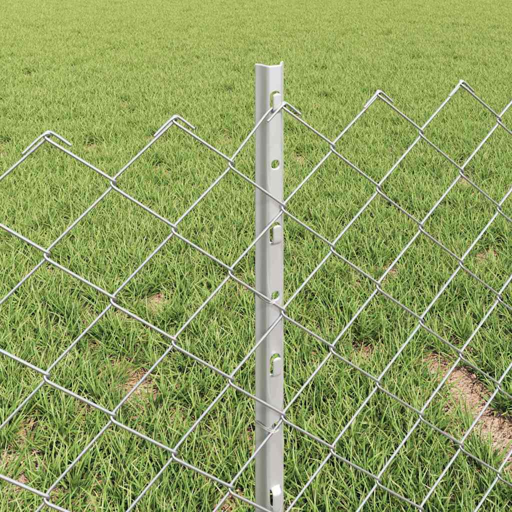 Ograda od lančanih veza s postom 25 x 0,4 m Srebrna Mreža