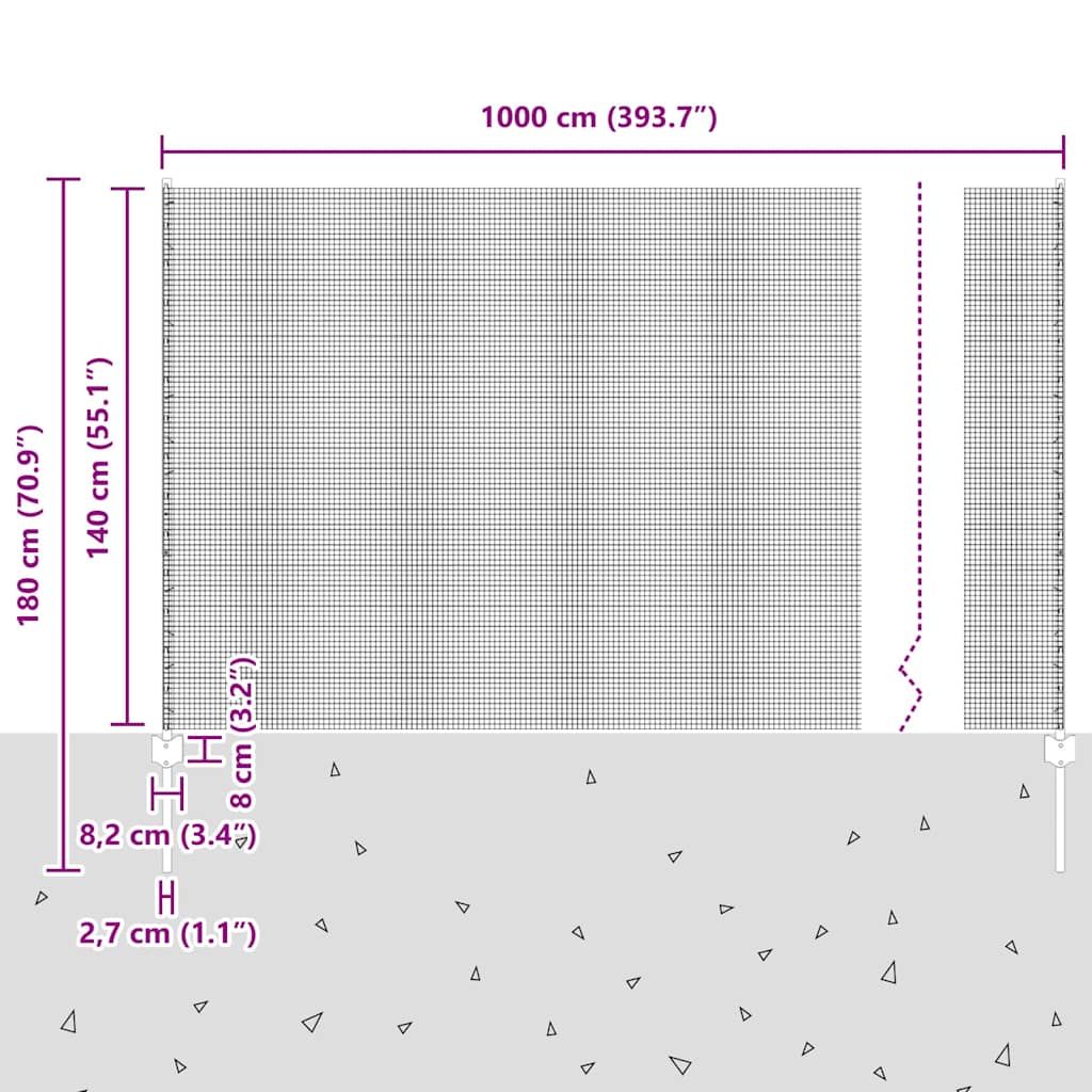 Zavarena žičana ograda s postom 10 x 1,4 m Srebrna Mreža