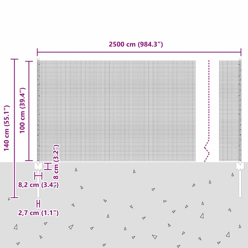 Zavarena žičana ograda s postom 25 x 1 m Vruće pocinčani čelik