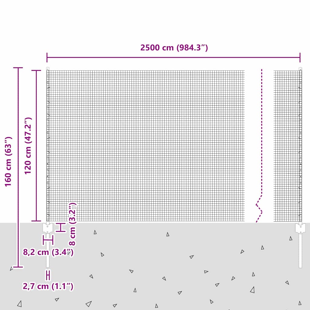 Zavarena žičana ograda s postom 25 x 1,2 m Srebrna Mreža