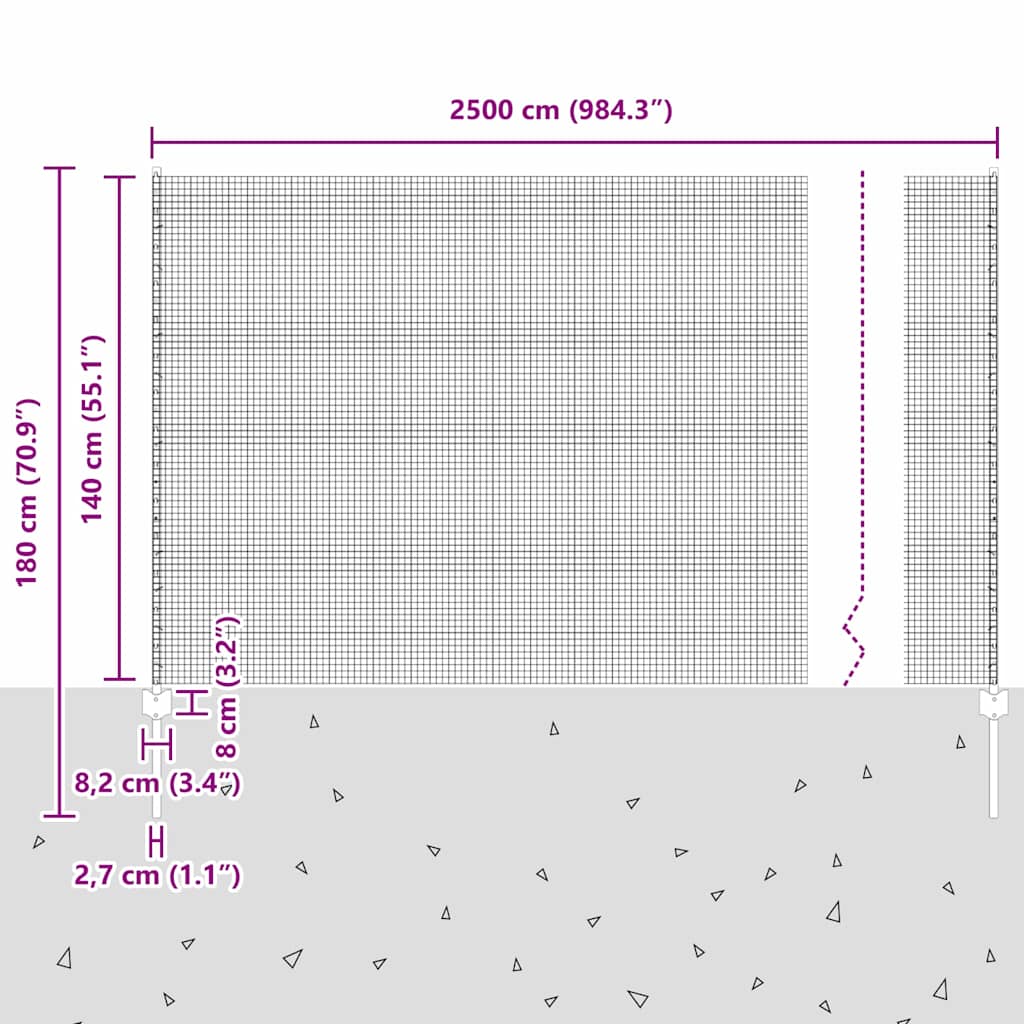 Zavarena žičana ograda s postom 25 x 1,4 m Srebrna Mreža