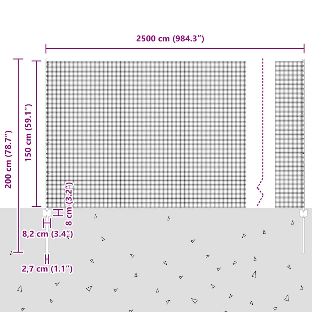 Zavarena žičana ograda s postom 25 x 1,5 m Srebrna Mreža