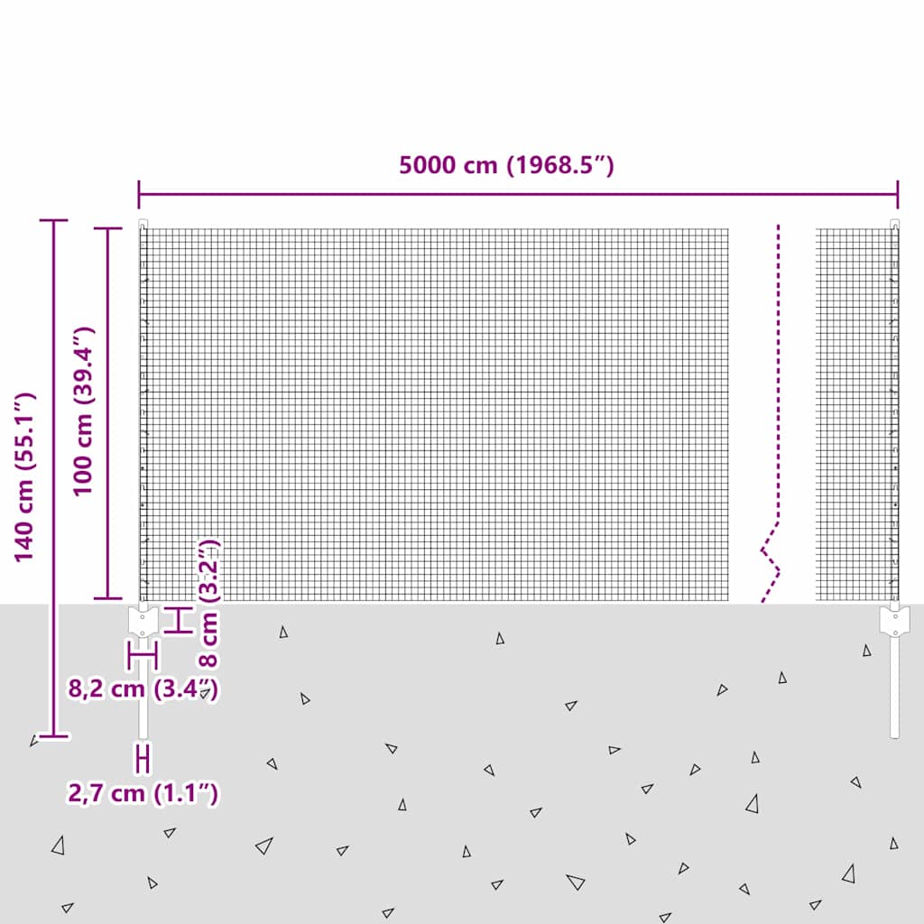 Zavarena žičana ograda s postom 50 x 1 m Vruće pocinčani čelik