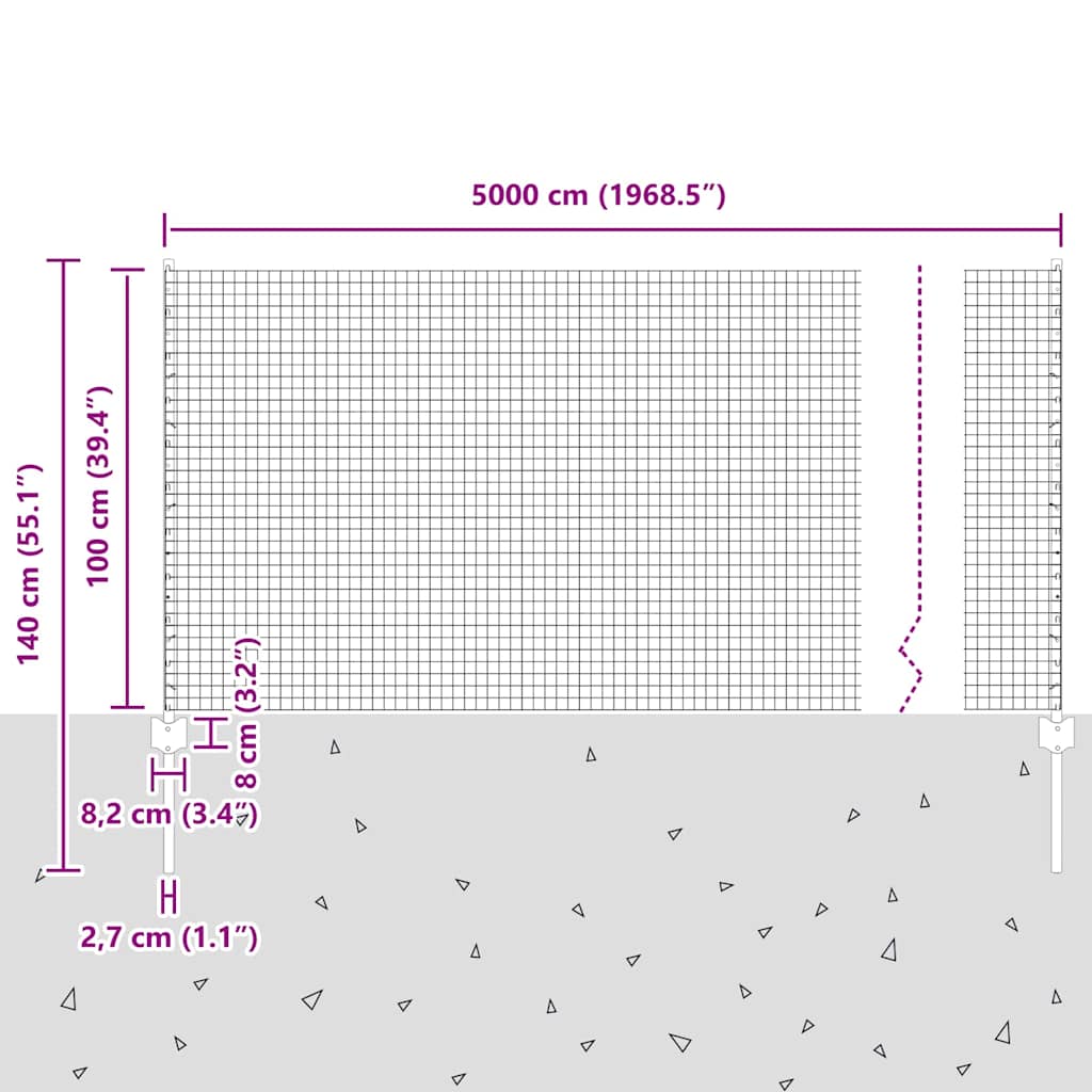 Zavarena žičana ograda s postom 50 x 1 m Vruće pocinčani čelik