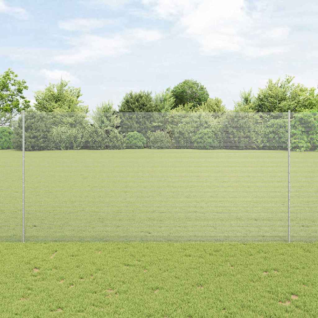 Zavarena žičana ograda s postom 50 x 1,5 m Srebrna Mreža