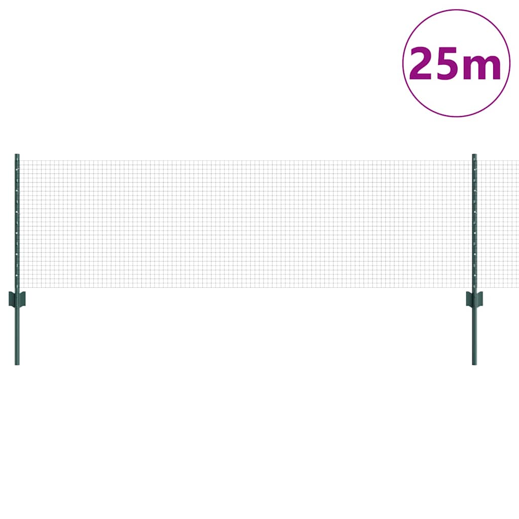 Zavarena žičana ograda s postom 0,6 x 25 m Čelik i PVC Zelena