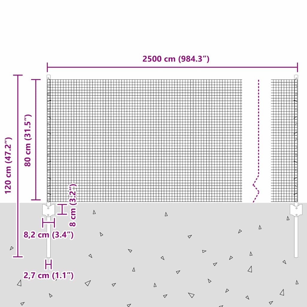 Zavarena žičana ograda s postom 25 x 0,8 m Zelena Mreža