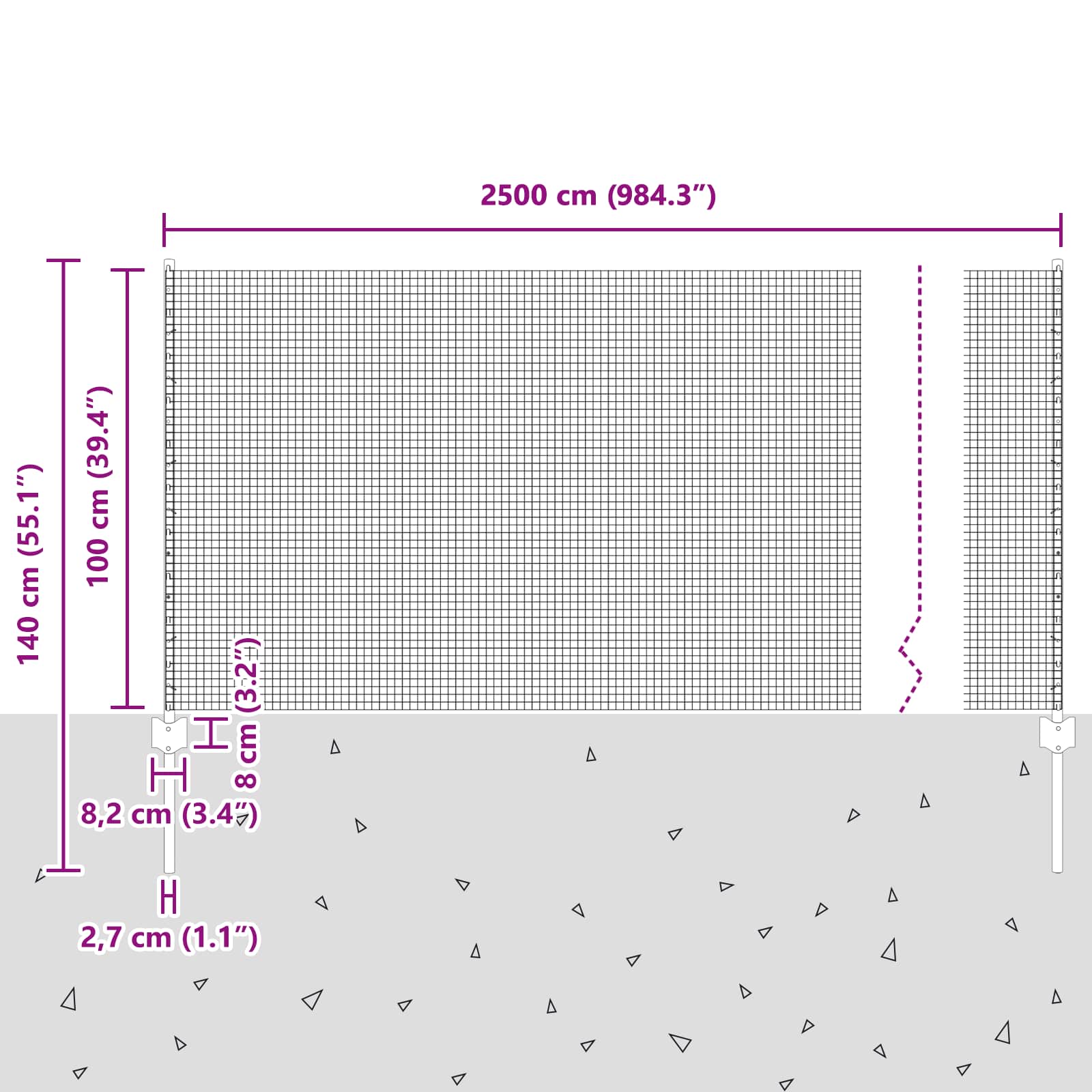 Zavarena žičana ograda s postom 25 x 1 m Vruće pocinčani čelik
