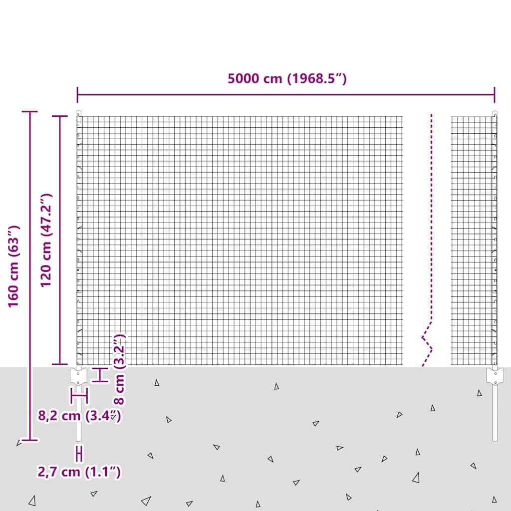 Zavarena žičana ograda s postom 50 x 1,2 m Zelena Mreža