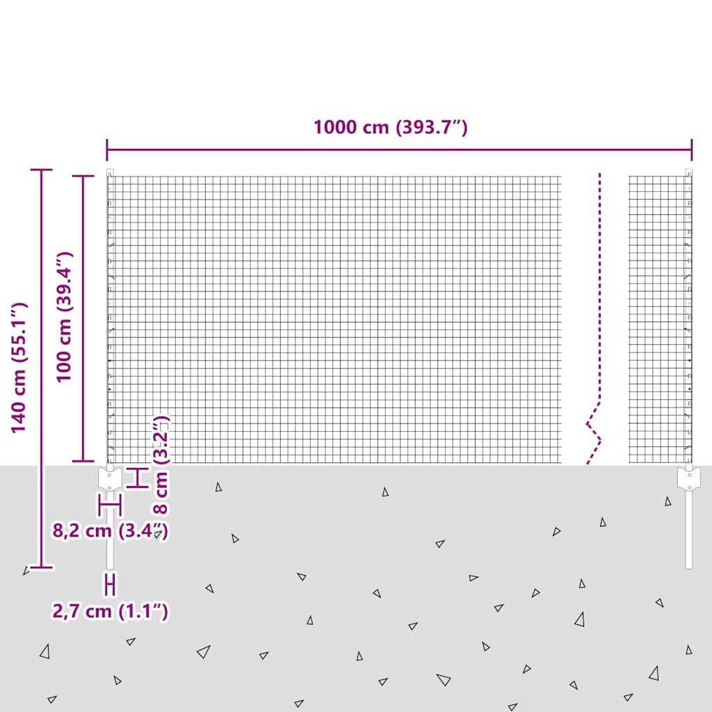 Zavarena žičana ograda s postom 10 x 1 m (Š x V)