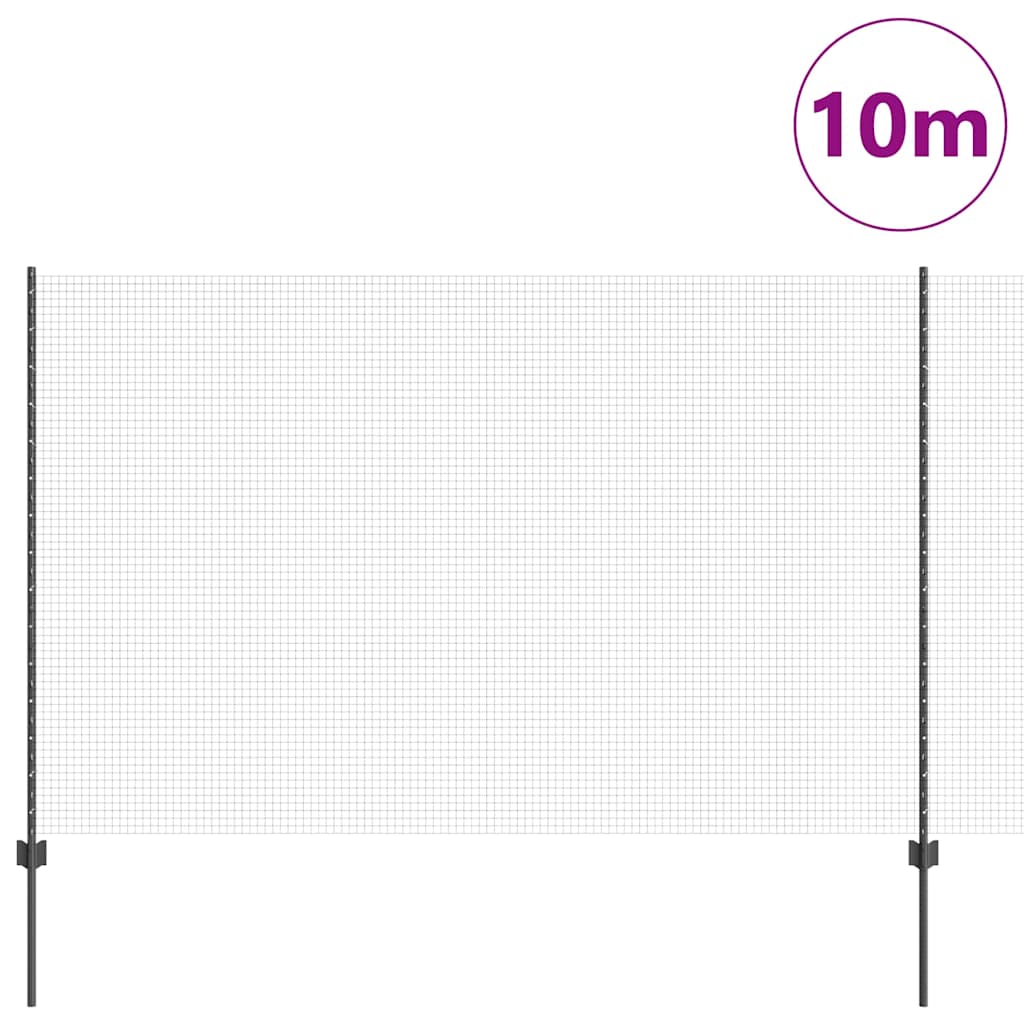 Zavarena žičana ograda s postom 10 x 1,5 m Siva Mreža