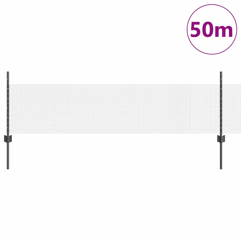 Zavarena žičana ograda s postom 50 x 0,5 m Siva Mreža
