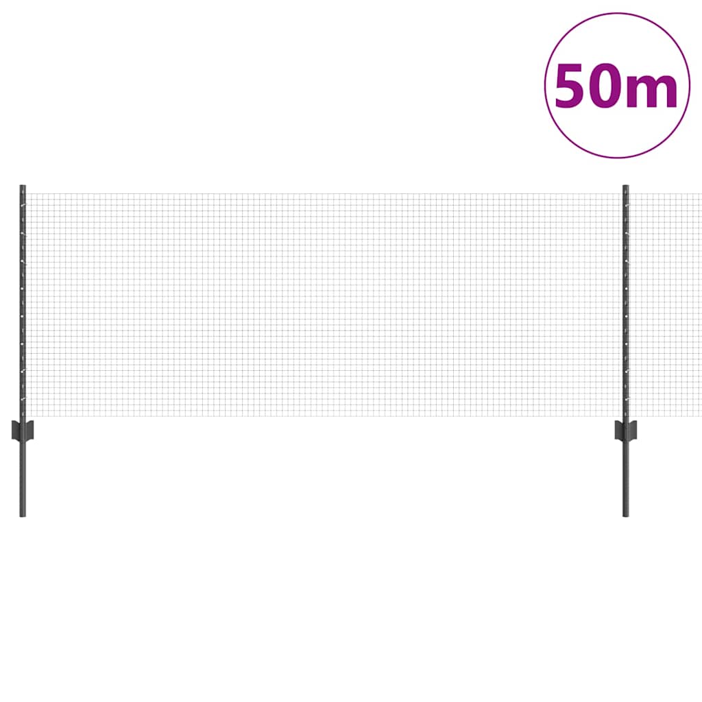 Zavarena žičana ograda s postom 50 x 0,8 m Siva Mreža