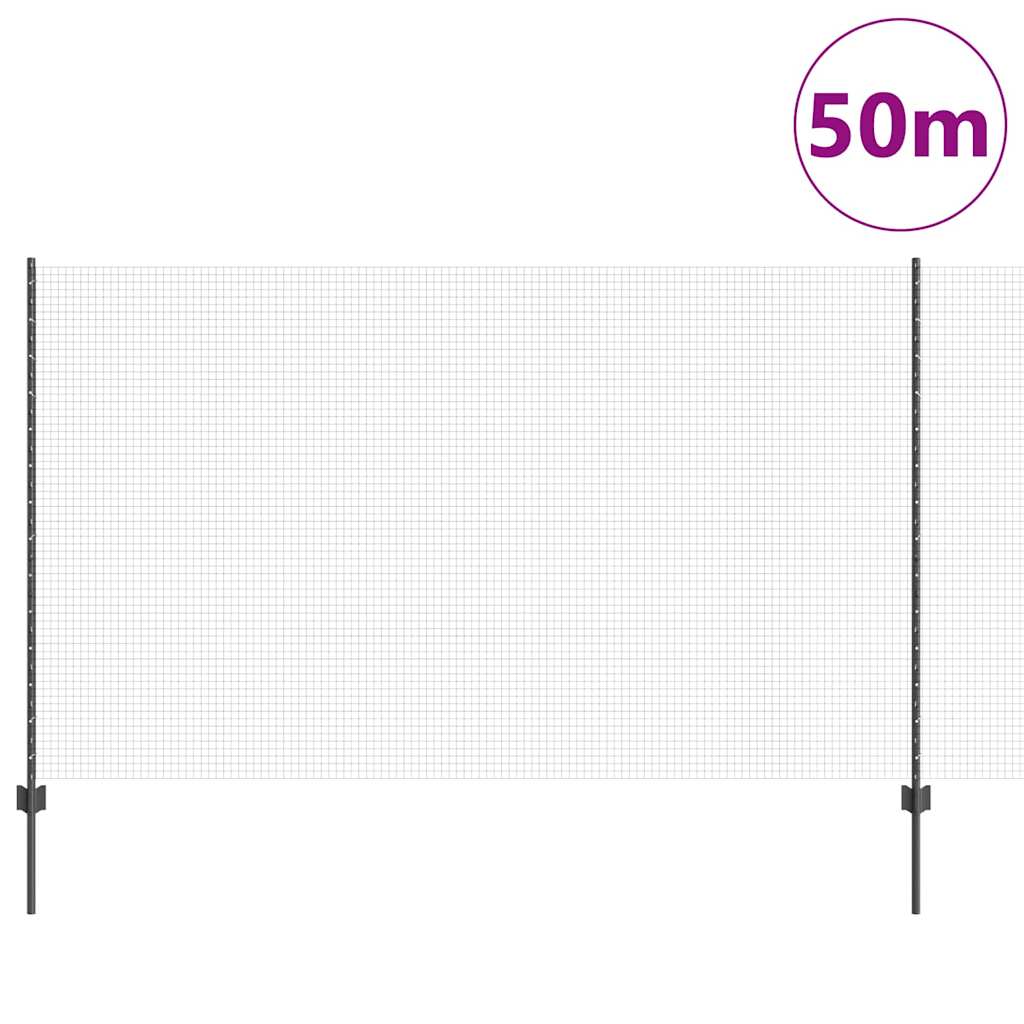 Zavarena žičana ograda s postom 50 x 1,4 m Siva Mreža
