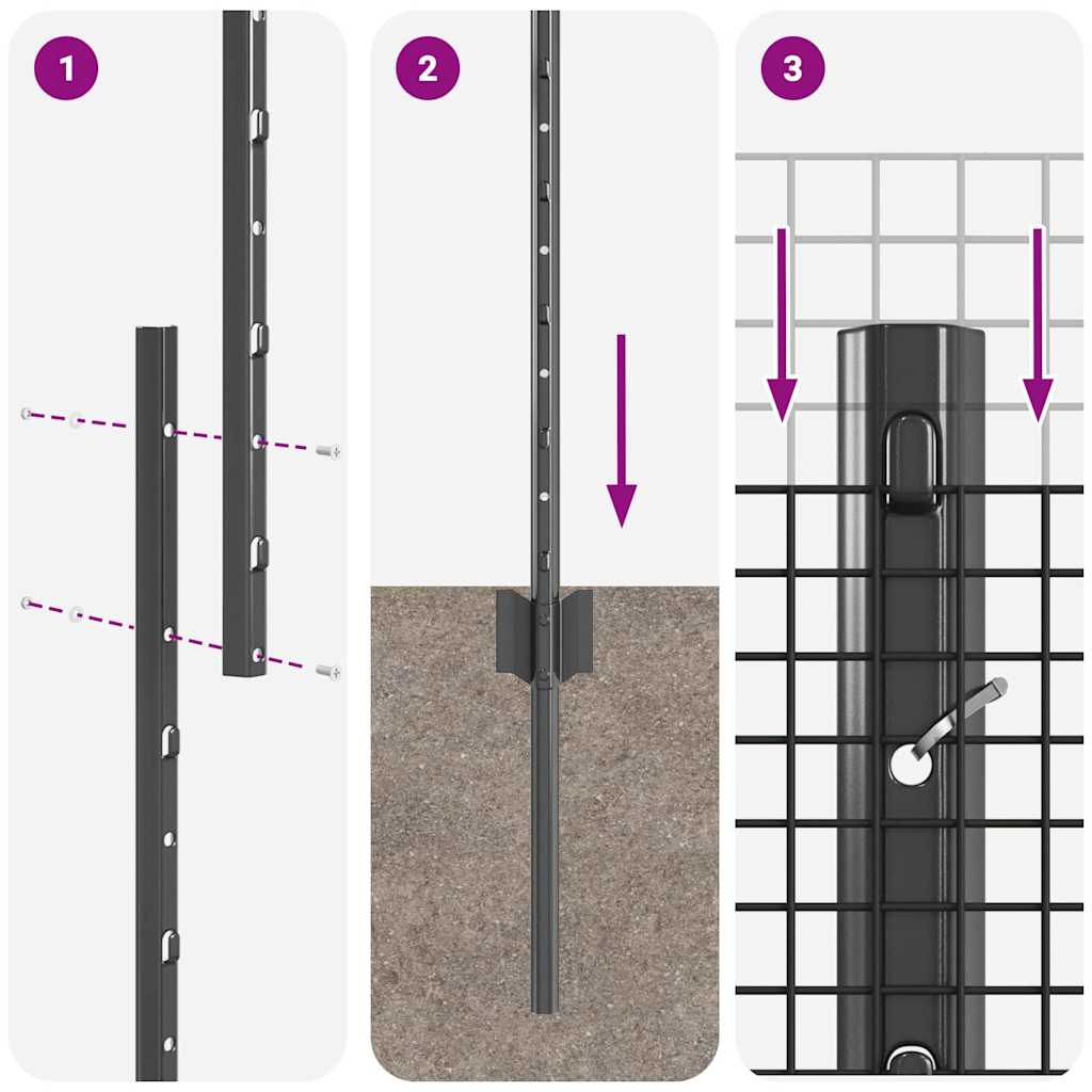 Zavarena žičana ograda s postom 50 x 1,5 m Siva Mreža