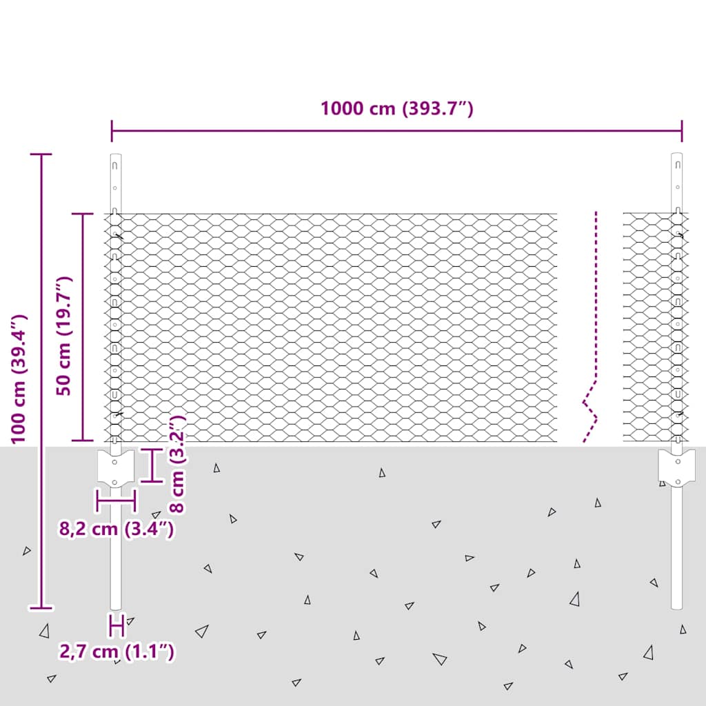 Zavarena žičana ograda 10 x 0,5 m (Š x V) Čelik premazan PVC-om