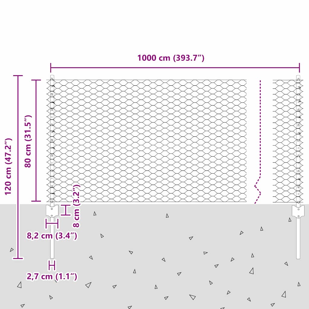 Zavarena žičana ograda 10 x 0,8 m (Š x V) Čelik premazan PVC-om