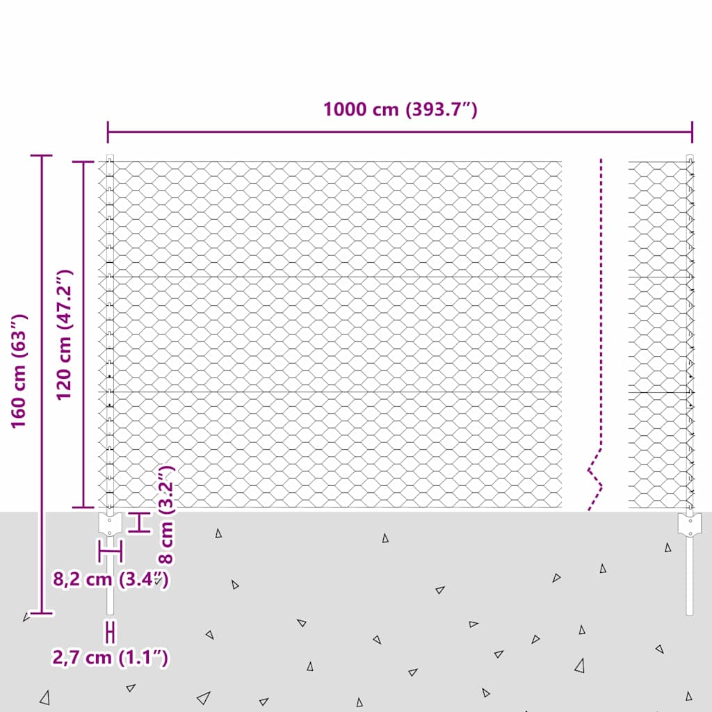 Zavarena žičana ograda 10 x 1,2 m (Š x V) Čelik premazan PVC-om