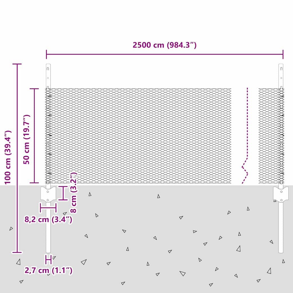 Zavarena žičana ograda 25 x 0,5 m (Š x V) Čelik premazan PVC-om