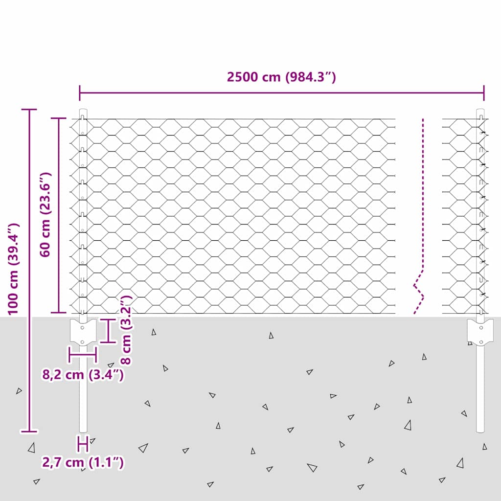 Zavarena žičana ograda 25 x 0,6 m (Š x V) Čelik premazan PVC-om