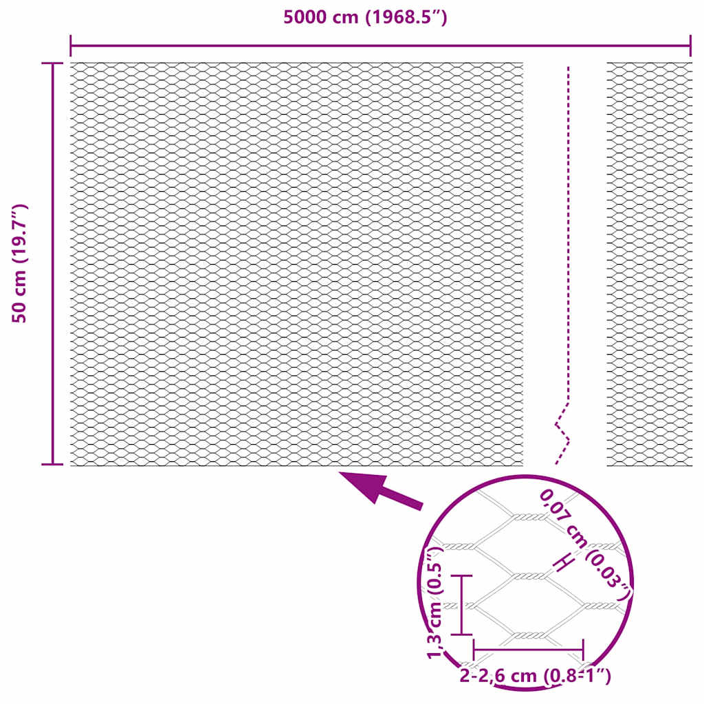 Zavarena žičana ograda 50 x 0,5 m (Š x V) Čelik premazan PVC-om