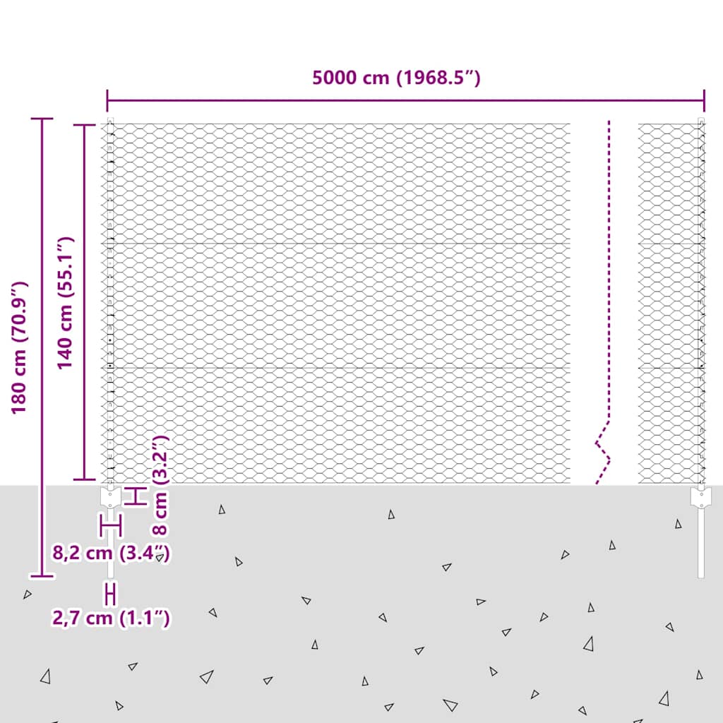 Zavarena žičana ograda 50 x 1,4 m (Š x V) Čelik premazan PVC-om