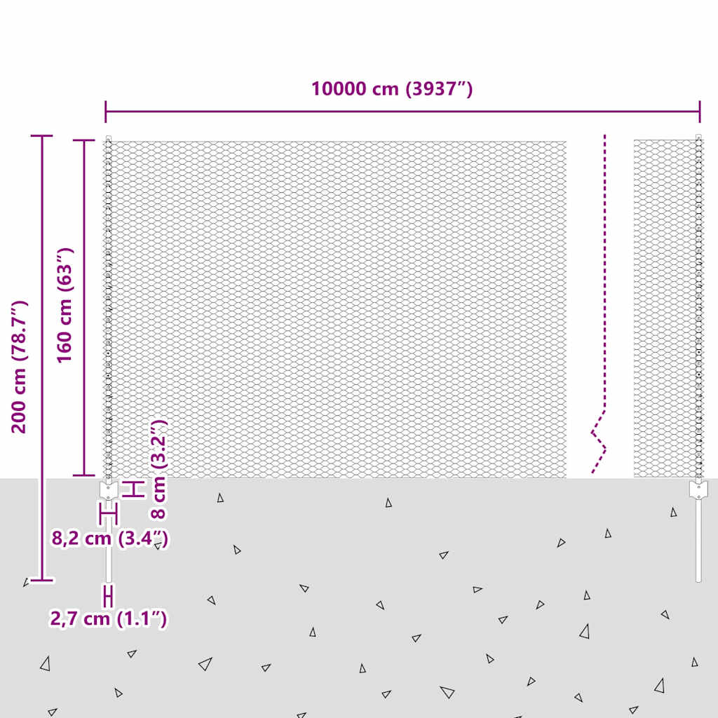 Zavarena žičana ograda 100 x 1,6 m (Š x V)