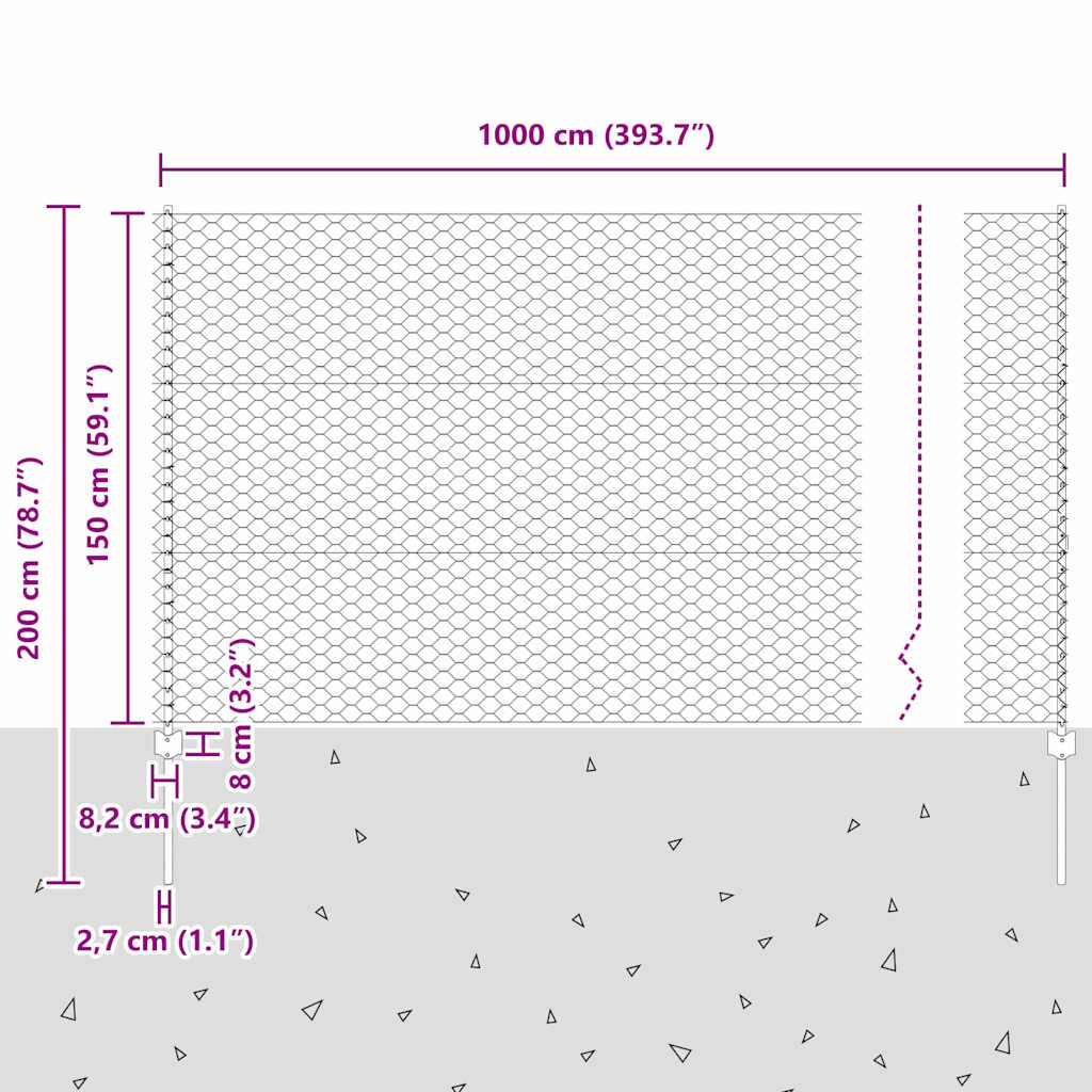 Zavarena žičana ograda 10 x 1,5 m (Š x V) Čelik premazan PVC-om