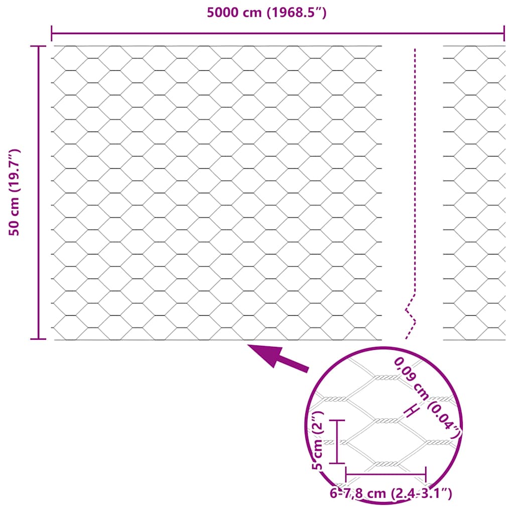 Zavarena žičana ograda 50 x 0,5 m (Š x V) Čelik premazan PVC-om