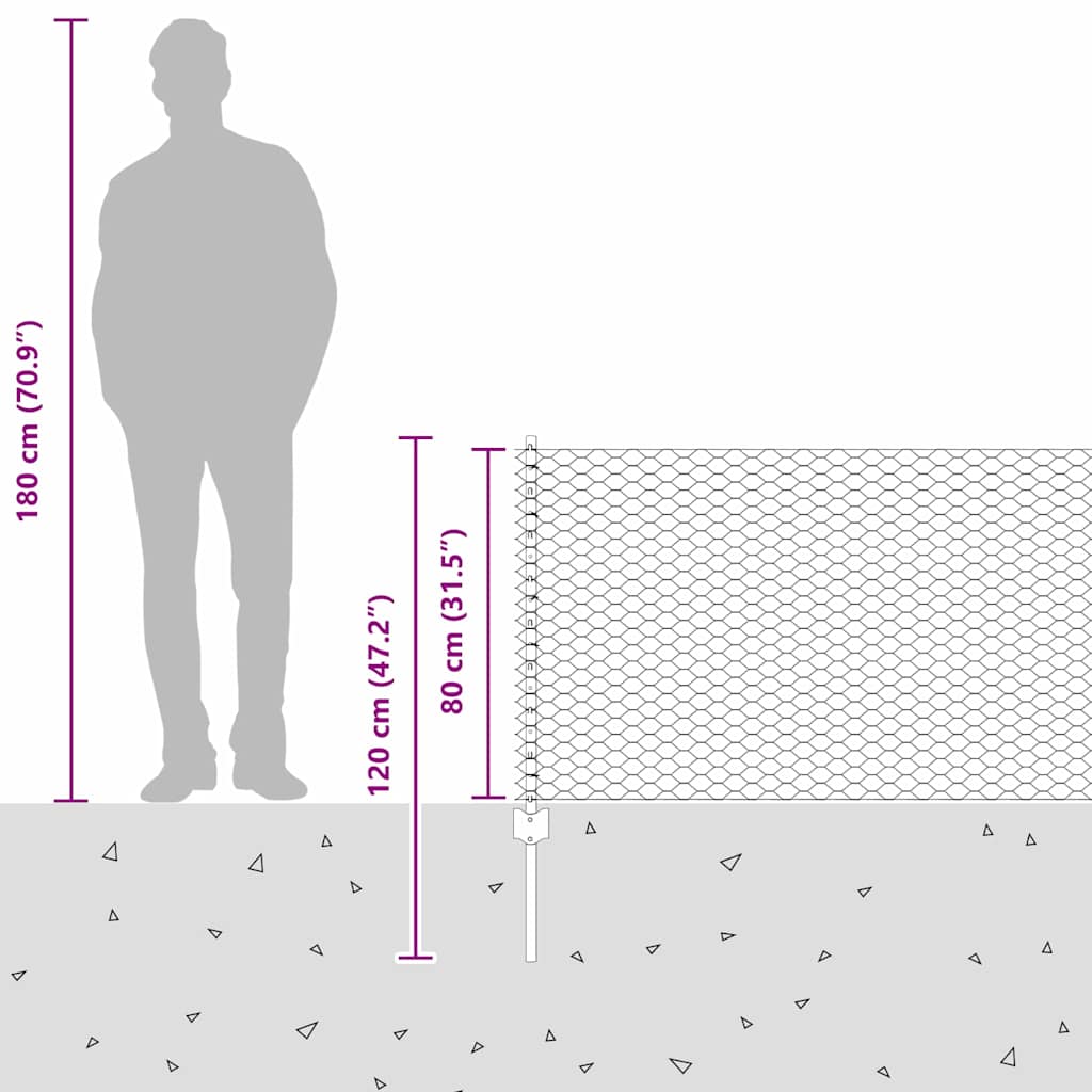 Zavarena žičana ograda 50 x 0,8 m (Š x V) Čelik premazan PVC-om