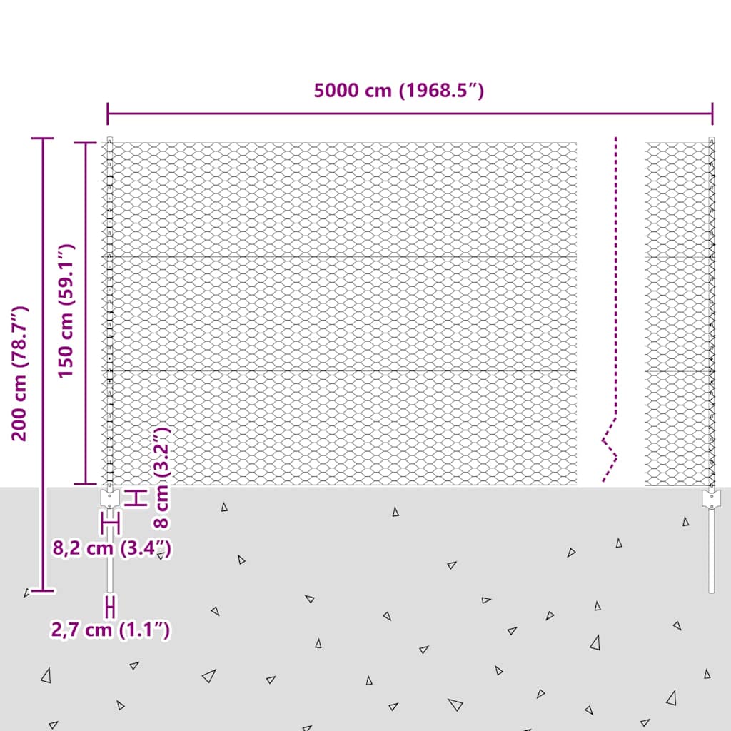 Zavarena žičana ograda 50 x 1,5 m (Š x V) Čelik premazan PVC-om