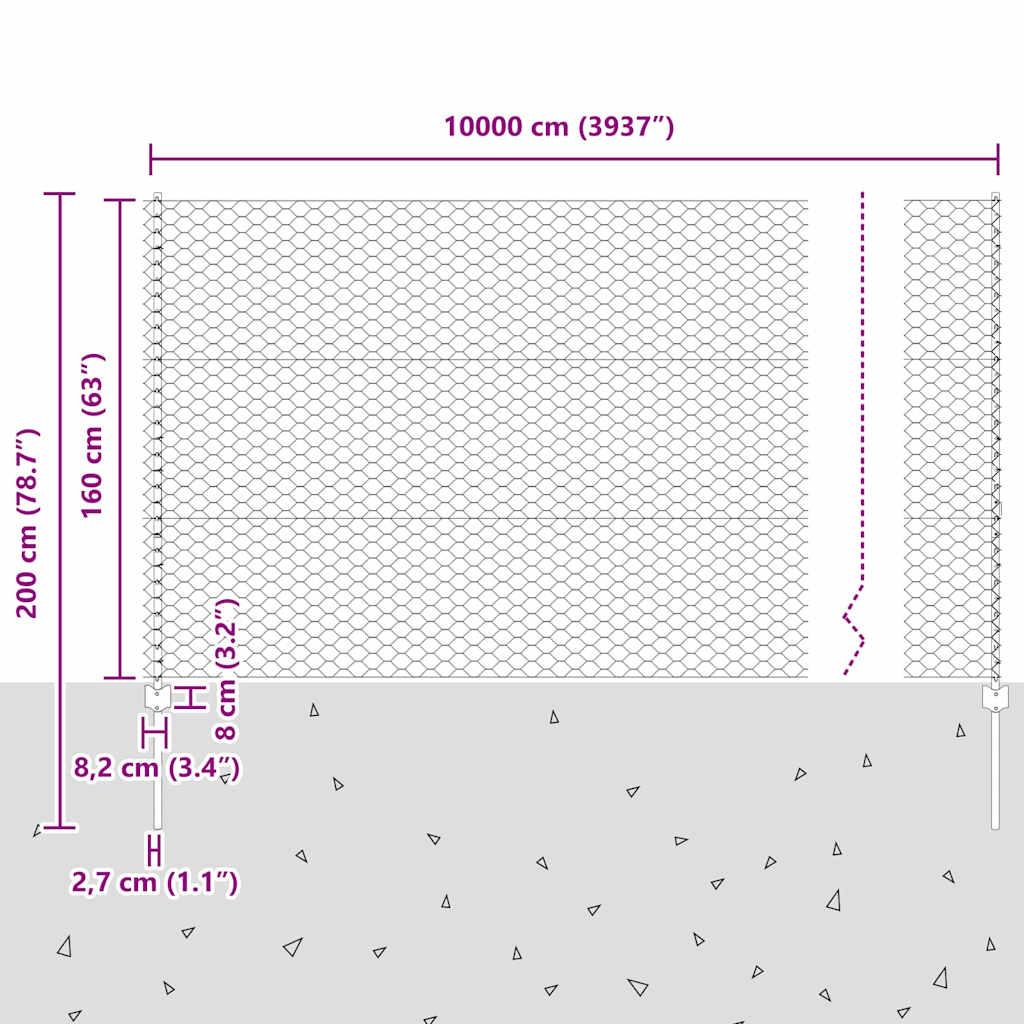 Zavarena žičana ograda 100 x 1,6 m (Š x V)