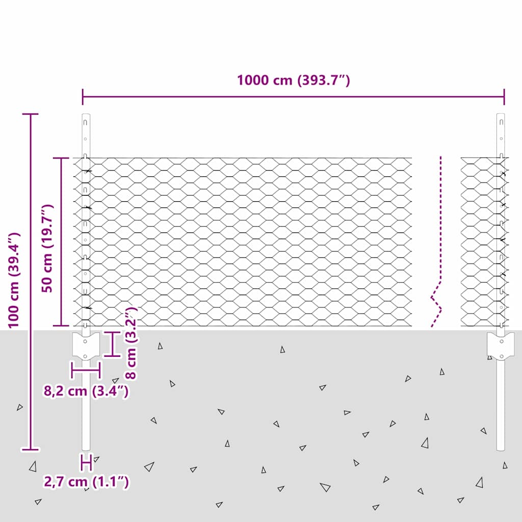 Zavarena žičana ograda 10 x 0,5 m (Š x V) Vruće pocinčani čelik
