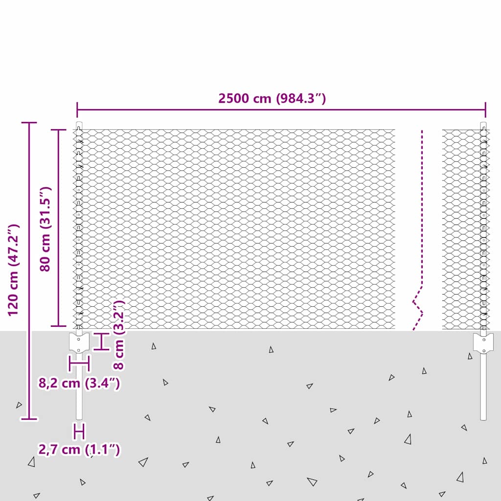 Zavarena žičana ograda 25 x 0,8 m (Š x V) Vruće pocinčani čelik