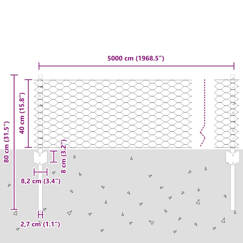 Zavarena žičana ograda 50 x 0,4 m (Š x V) Vruće pocinčani čelik