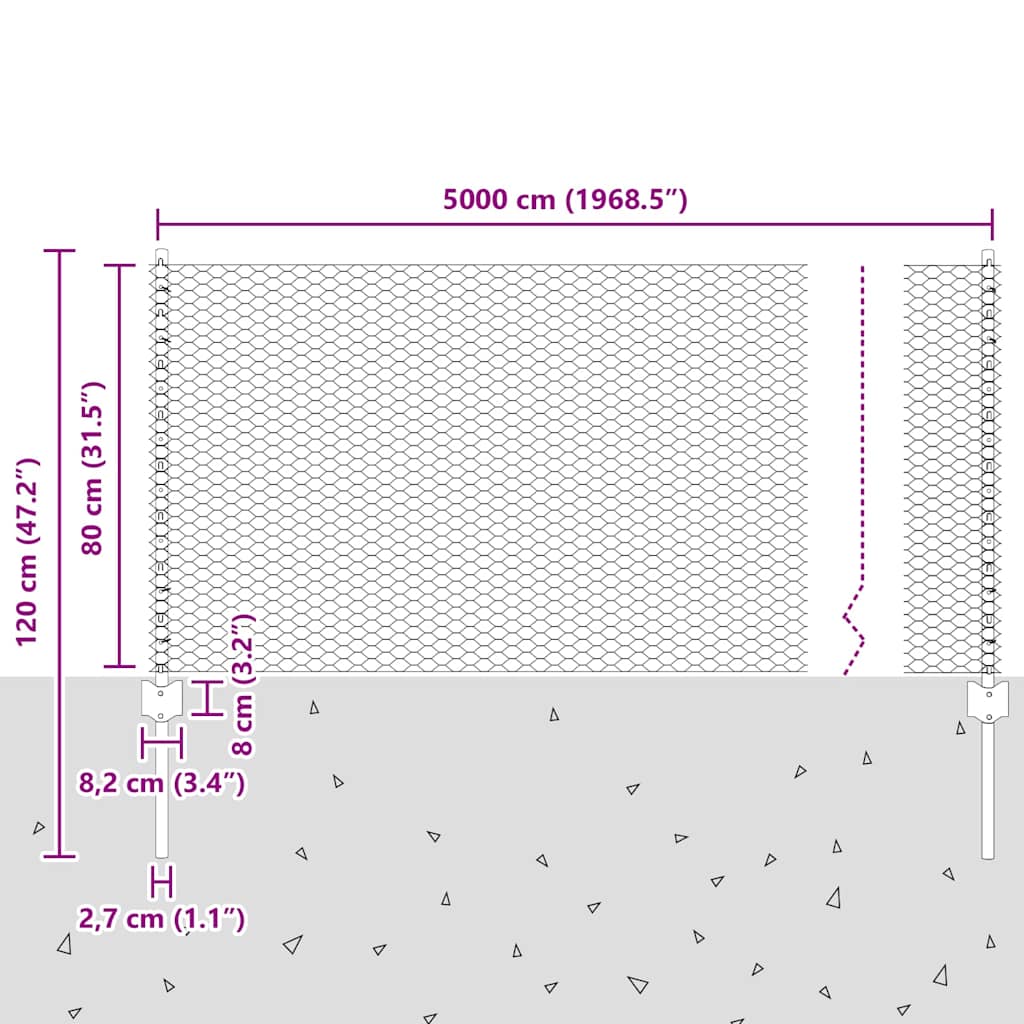 Zavarena žičana ograda 50 x 0,8 m (Š x V) Vruće pocinčani čelik