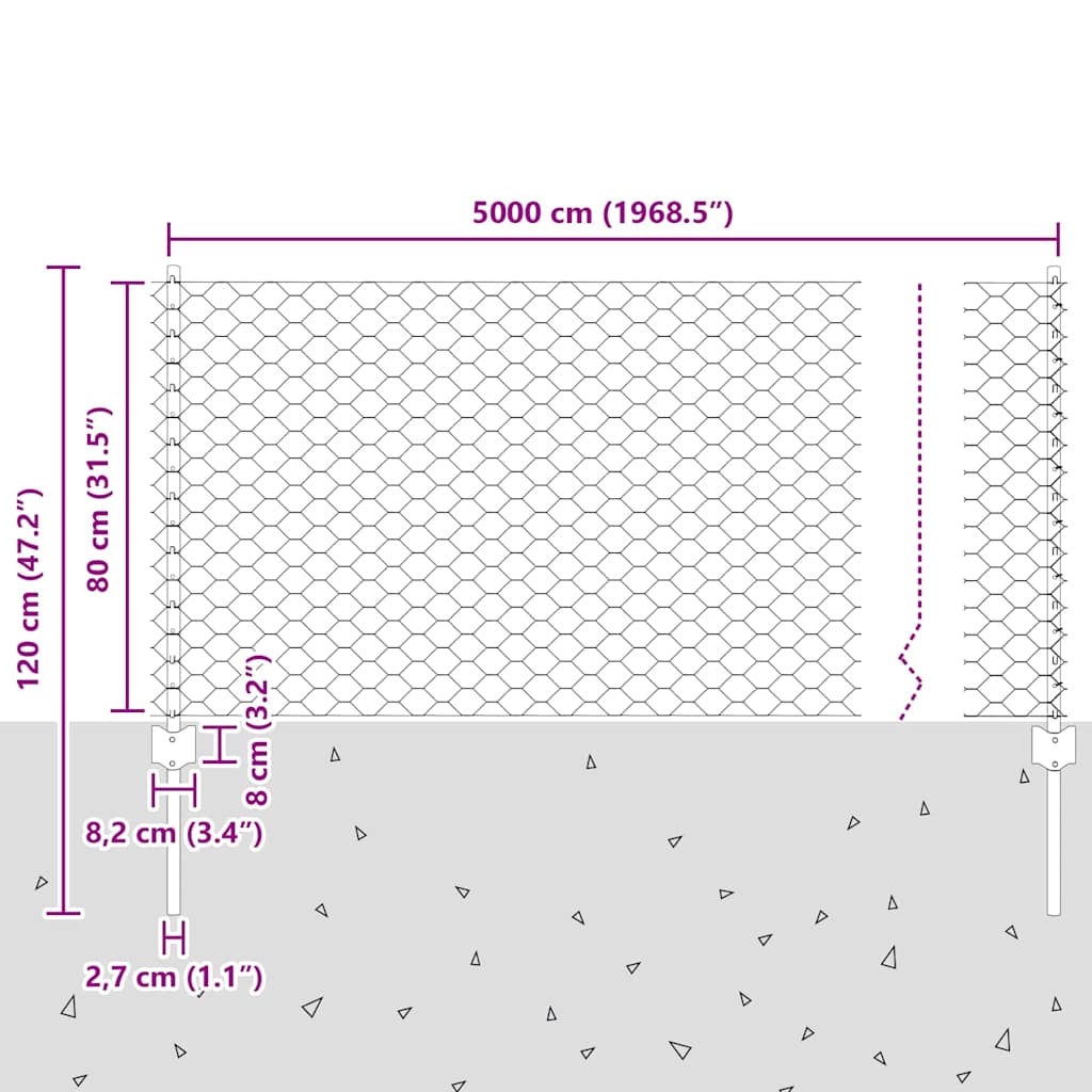 Zavarena žičana ograda 50 x 0,8 m (Š x V) Vruće pocinčani čelik