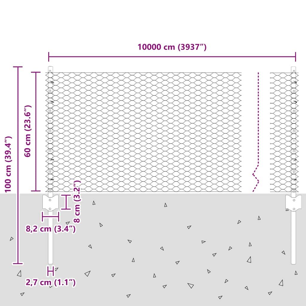 Zavarena žičana ograda 100 x 0,6 m (Š x V)
