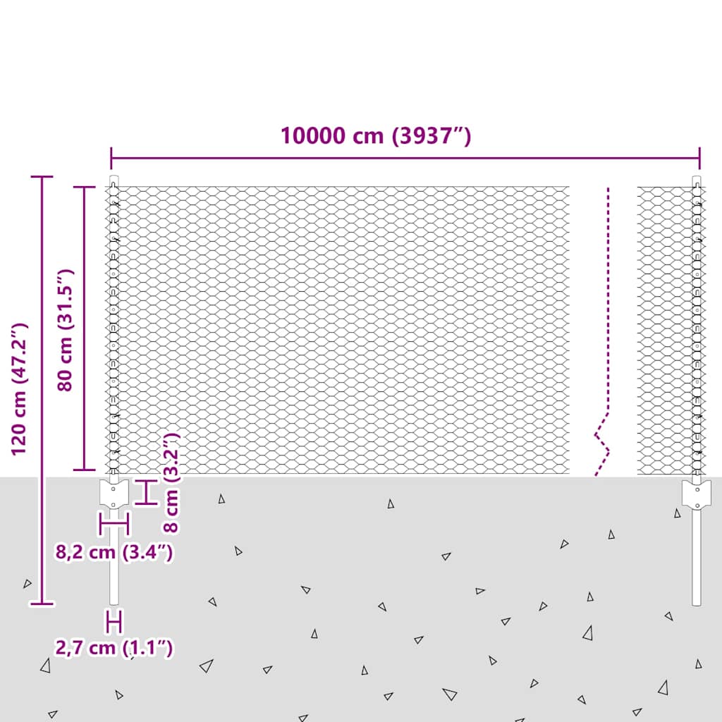 Zavarena žičana ograda 100 x 0,8 m (Š x V)