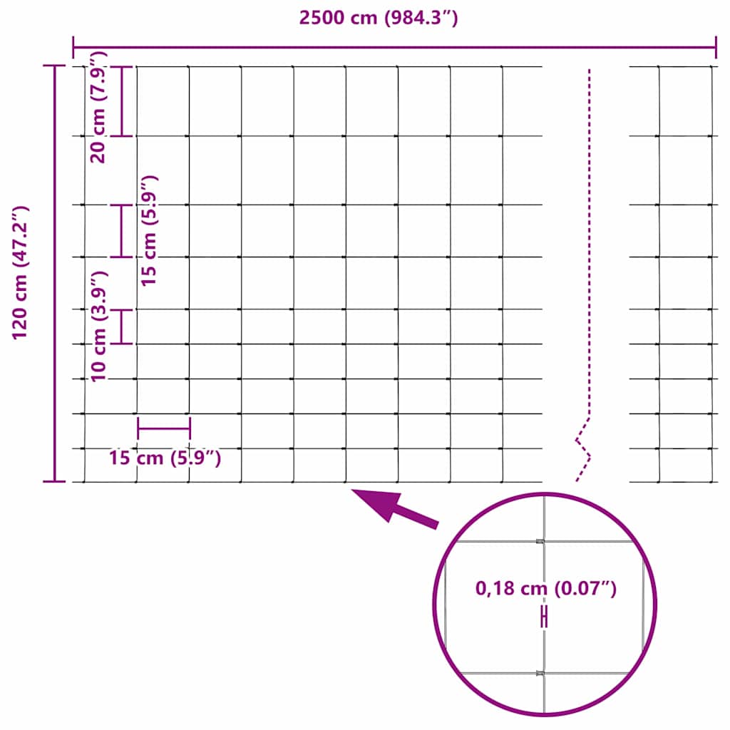 Divlja Ograde s Stupovima 25 x 1,2 m (Š x V)
