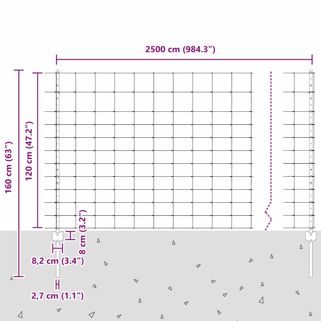 Divlja Ograde s Stupovima 25 x 1,2 m (Š x V)