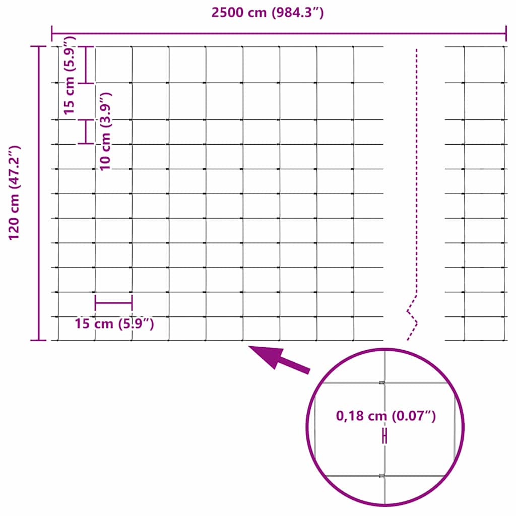 Divlja Ograde s Stupovima 25 x 1,2 m (Š x V)